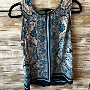 Cynthia Rowley Blue Paisley Tank Top